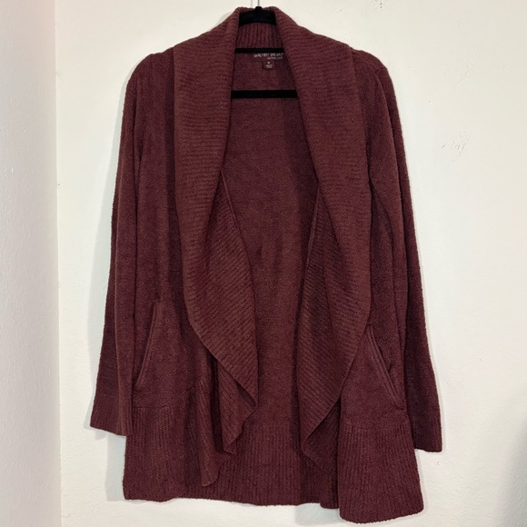Barefoot Dreams CozyChic Lite Circle Cardi sweater in Deep Aubergine size medium - Picture 8 of 14